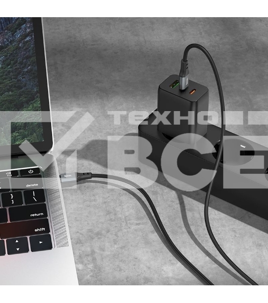 Кабель Hoco Spear X86 TYPE-C TO TYPE-C USB Type-C (m)-USB Type-C (m) 1м черный коробка