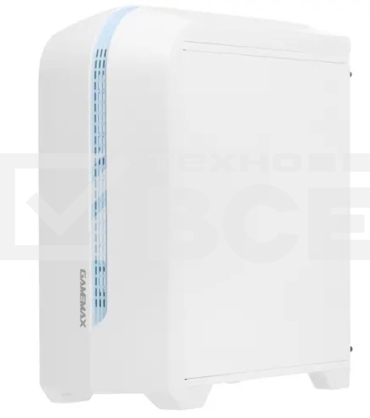 Компьютерный корпус GameMax Centauri, без БП, (ATX,Бело-голуб,USB 3.0, Зак.стек.,1*120мм. RGb, пыл.фильтр), белый/синий
