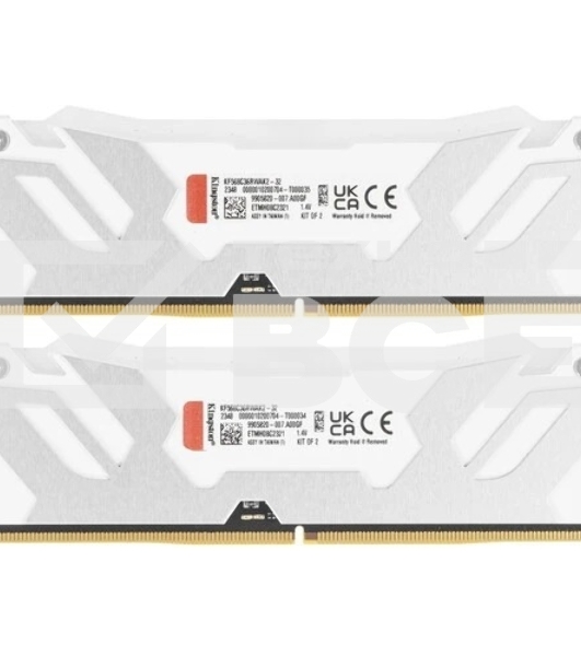 Оперативная память Kingston Fury Renegade, DDR5, 32GB (2x16GB), 6800MHz, CL36, с радиатором, RGB, белый