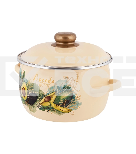 Кастрюля Appetite 1MC221P Avocado с крышкой, сферическая эмалированная 5,5 л