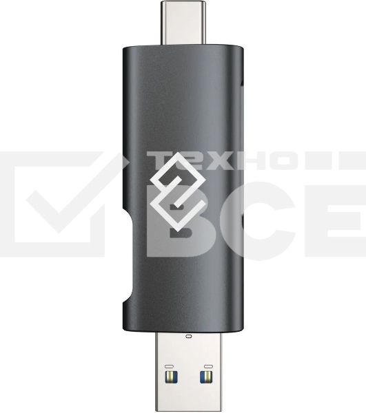 Кард-ридер Digma CR-СU2520-G/серый/SD/TF/micro-SD/micro-SDXC/miсro-SDHC/USB 2.0/Type-C/алюминий