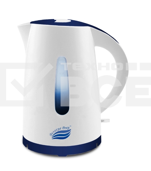 Чайник электрический Великие Реки Томь-1 белый/т.синий