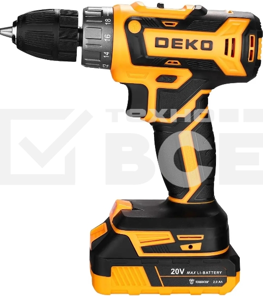 Дрель-шуруповерт Deko DKCD20FU-Li 063-4149, Аккумуляторная, 20В, Кейс