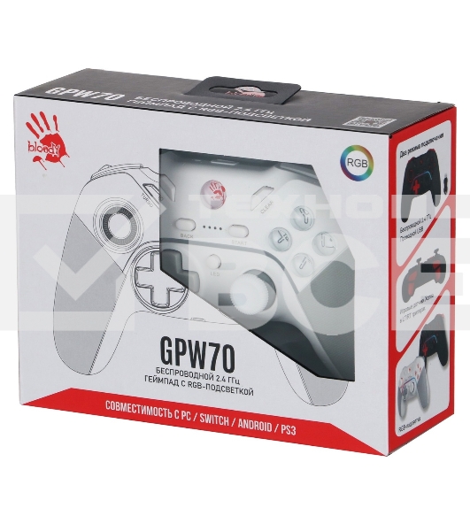 Геймпад A4Tech Bloody GPW70 Sports белый USB Беспроводной виброотдача обратная связь