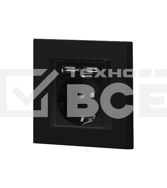Розетка Intro Accent 6-410-05 P+E Schuko со шторками 16А-250В + 2хUSB IP20 СУ антрацит Б0063698