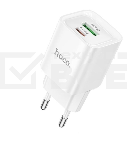 Сетевое зарядное устройство HOCO C147A 1USB+1Type-C 3.0A PD 20W+QC3.0, белый