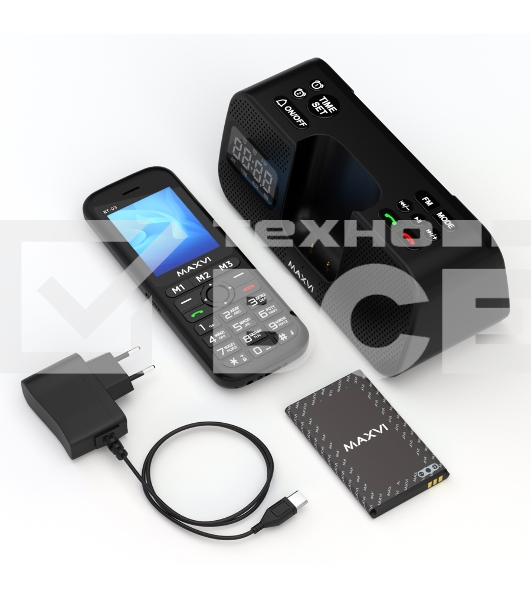 Телефон Maxvi RT-03 black + док-станция