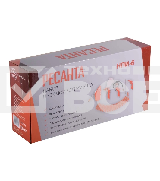 Набор пневмоинструментов Ресанта НПИ-6 компл.:6 предметов 130л/мин красный