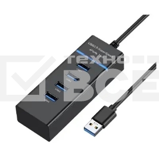 Концентратор Bion 4 порта. Поддержка Plug&Play. Длина провода 50+-3см. LED-подсветка [BXP-A-USBA-MULTI-04] USB 3.0