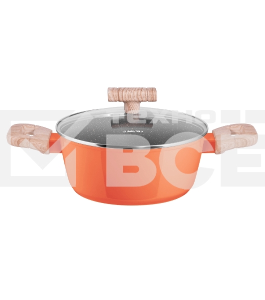 Кастрюля Maunfeld MARTA MCS22FA06CL из кованого алюминия со стеклянной крышкой, 20 см, 2,2 л.
