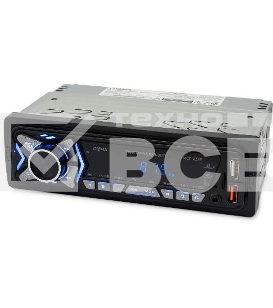 Автомагнитола Digma MCP-227B 1DIN 2x45Вт v5.0 USB 2.0 AUX 2 ПДУ