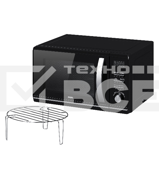 Микроволновая печь BBK 23MWG-851T/B черный, 23 л, 800 Вт, поворотный механизм/кнопки
