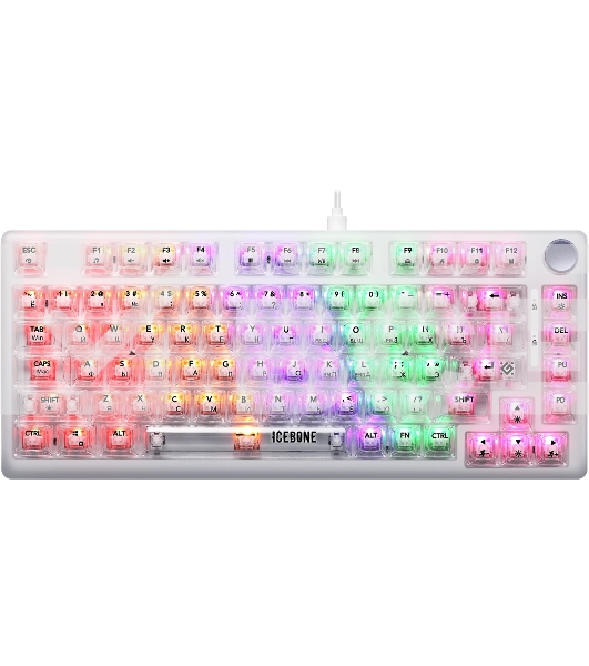 Механическая клавиатура Defender Icebone GK-354 RU,прозрач,81кн+FN,радуж,1.5м_1