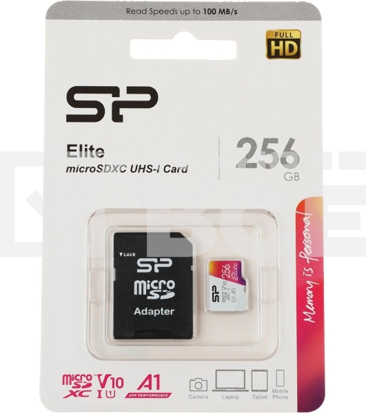 Флеш карта microSD 256Gb Silicon Power Elite A1 microSDXC Class 10 UHS-I U3 100 Mb/s (SD адаптер)
