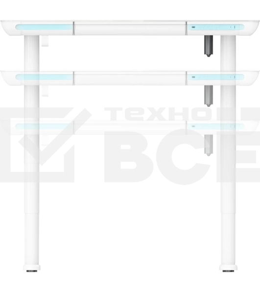 Стол для компьютера Cactus CS-EGD-WT-LED столешница закаленное стекло, белый каркас белый