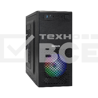 Компьютерный корпус Minitower ExeGate mEVO-7807-NPX500 (mATX, БП 500NPX 12см, 1хUSB+1хUSB 3.0, черный 1x12см с RGb подсветкой)