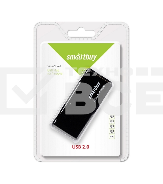 USB-концентратор Smartbuy (SBHA-6110-K) 4 порта черный