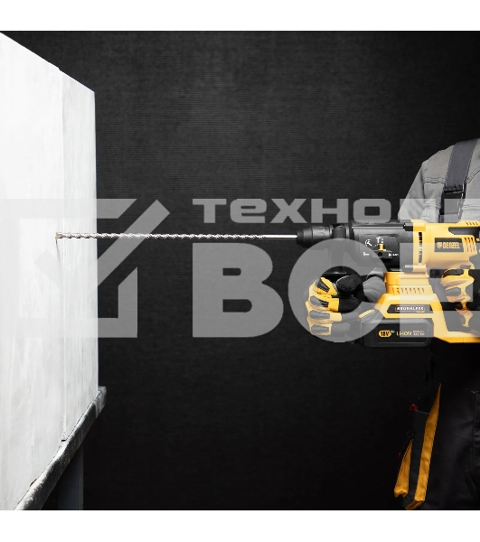 Бур по бетону Denzel двойная спираль, Cobalt W-tip, 12x460 мм, SDS PLUS