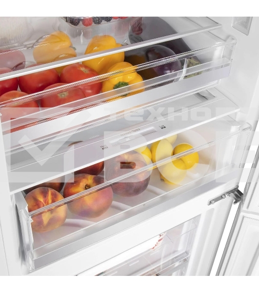 Холодильник Maunfeld MFF185NFW белый глянц. двухкамерный 211/104л морозилка снизу, No Frost