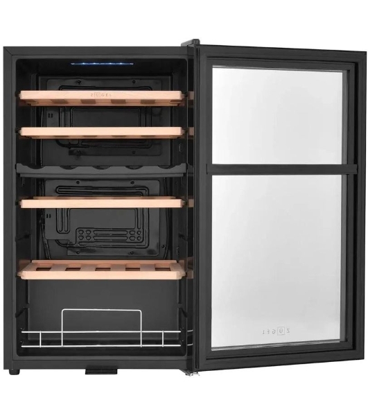 Винный шкаф ZÜGEL ZCWF331DB черный, 88 л, 2 отсека, 33 бут.