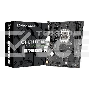 Материнская плата Maxsun Challenger B760M-N D5, LGA 1700, Intel B760, 2xDDR5, 3xSATA, 2xM.2, 1xPCIe 4.0 x16, 1xPCIe x4, 1xVGA, 1xHDMI, 1x 1Gb LAN, 2xUSB-A 2.0, 4xUSB-A 3.2 Gen 1, 5.1, mATX