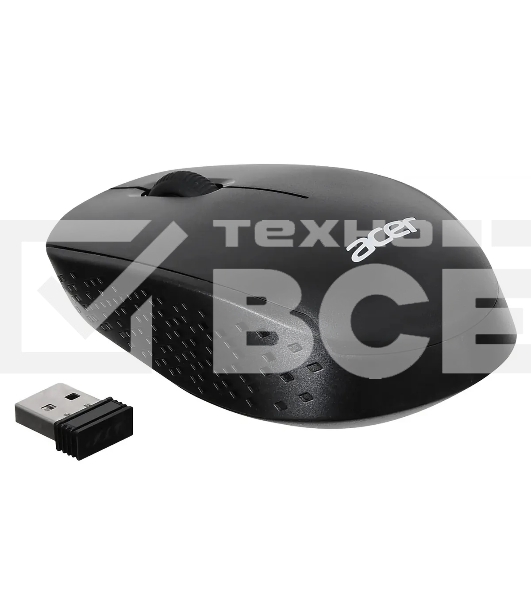 Мышь беспроводная Acer OMR020 черный, 1200 dpi, радиоканал, USB, кнопки - 3