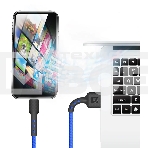 Кабель Defender F181, USB 2.0 (AM) - Apple Lightning (M), 1метр, 2.4А, нейлоновая оплетка, синий., фото2