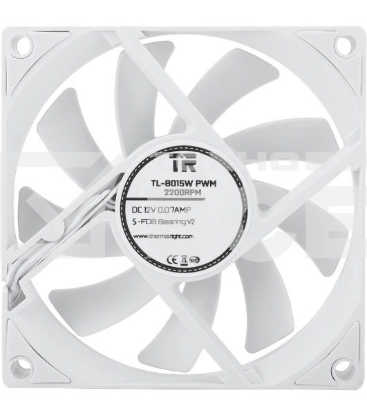Вентилятор корпусный Thermalright TL-8015W (80x80x15mm, 4-pin PWM, 28.4CFM, 23.3dBA, 2200RPM, White)