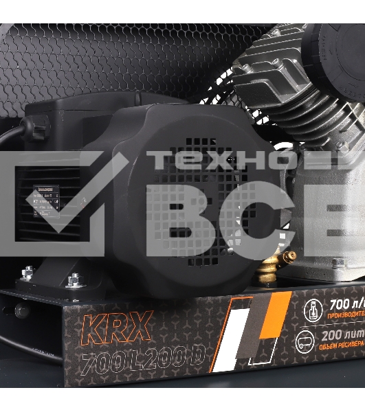 Компрессор PATRIOT KRX 700 L200 D, поршневой, ременной, масляный, 700 л/мин, 200 л, 10 бар, 4 кВт, 400 В