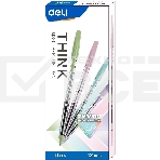 Набор ручек шариковых Deli Think EQ8-C ассорти/прозрачный, d=0.5мм, синие чернила (12шт), фото3