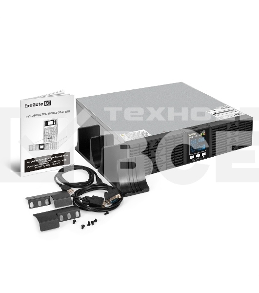 Источник бесперебойного питания On-line ExeGate PowerExpert ULS-575-10kVA.LCD.AVR.T.USB.RS232.SNMP.2U 10000VA/10000W, On-Line, PF=1, LCD, клеммы, RS232, USB, SNMP-slot, EPO, батареи внешние 192В/240В суммарной емкостью до 400Ah, Rackmount 2U/Tower, металлический корпус, черный