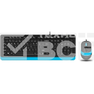 Комплект клавиатура+мышь A4Tech FStyler F1010 проводной, USB, 1600 DPI, чёрный/синий