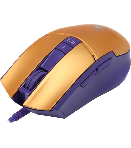 Мышь проводная A4Tech Bloody L65 Max желтый/фиолетовый, 12000 dpi, USB, кнопки - 7