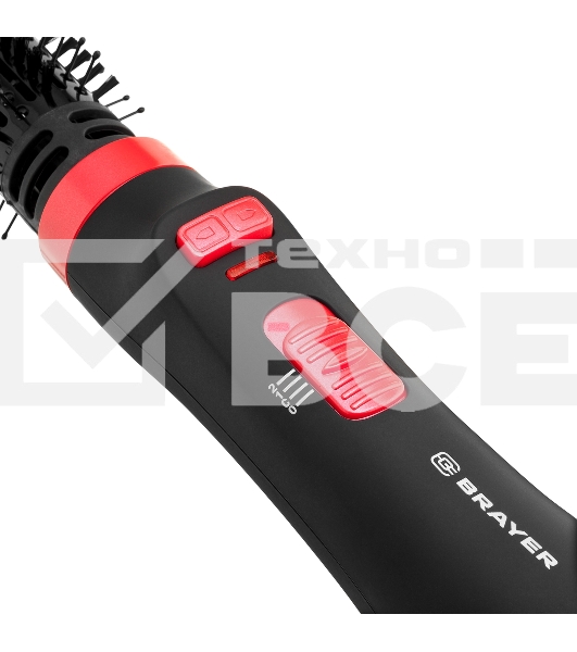 Фен-щетка BRAYER BR3133RD черный/красный, 1000 Вт, 40 мм