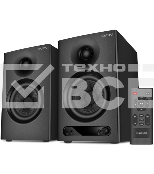 Акустическая система 2.0 АС SVEN MC-15, черный (60 Вт, Bluetooth, RCA, TRS, OPT, HDMI, AUX, вход наушников, пульт)