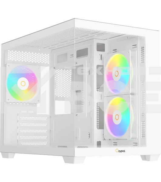 Корпус Ocypus Gamma C54 WH ARGB, Mini-Tower, белый, 3 x 120 мм
