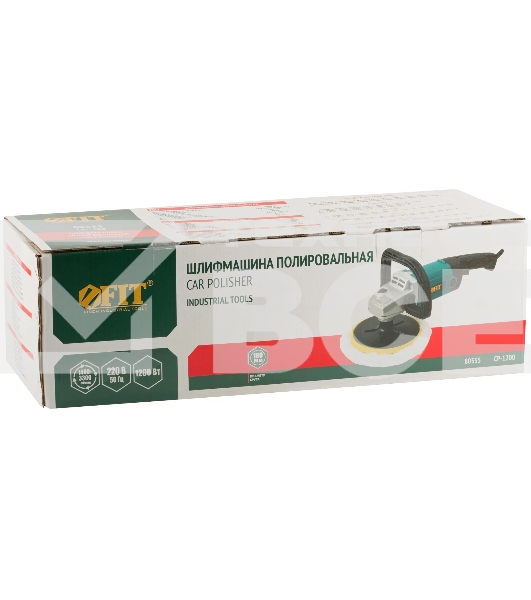 Шлифмашина Полировальная FIT CP-1200 {1200 Вт; 600-3300 об/мин; 180 мм; короб.} [80555]