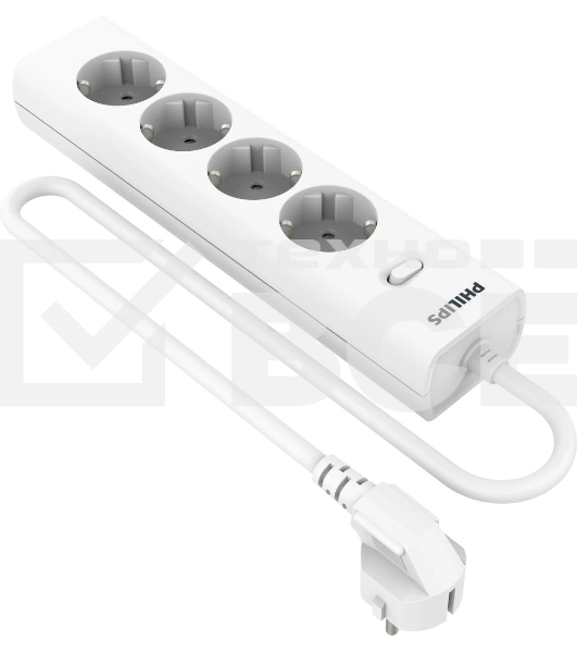 Сетевой фильтр Philips CHP2145WB/51, 3м, 4 розетки, белый