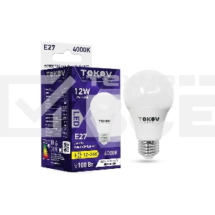 Лампа светодиодная низковольтная TOKOV ELECTRIC TKE-A60-E27-12-4K-12/24 12 Вт А60 4000К Е27 12/24В