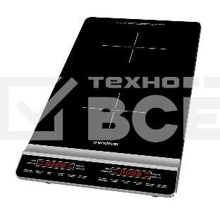 Плитка электрическая индукционного типа с двумя конфорками ENDEVER Skyline IP-67, черный, мощность 1800 Вт+1300 Вт, диаметр посуды 12-26 см, 2 шт/уп