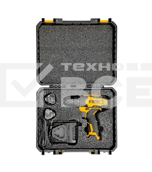 Дрель-шуруповерт Denzel CDQ-12, Аккумуляторная, 12В, 2 АКБ, Кейс
