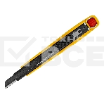 Нож Denzel 9 мм, сменное лезвие, SK4, алюминиевый корпус, торцевой зажим, фото 1