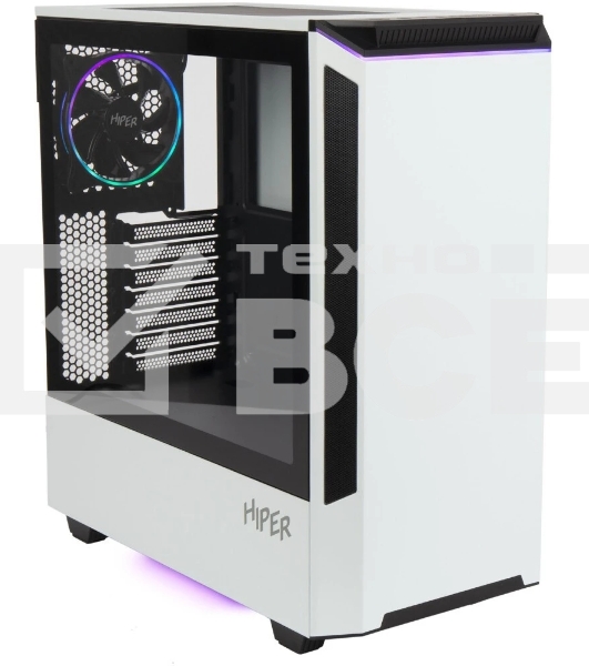 Компьютерный корпус Hiper PW81 белый без БП ATX 3x120мм 2xUSB2.0 2xUSB3.0 audio bott PSU