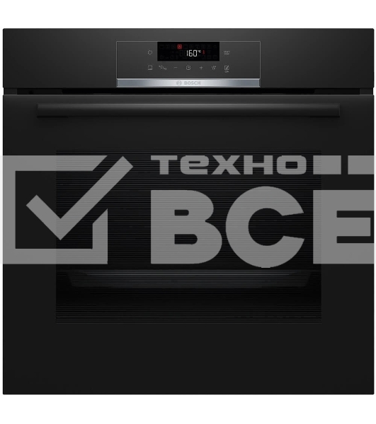 Встраиваемый духовой шкаф с добавлением пара Bosch HQG572EB3 Serie 4, Auto Pilot 15, объем 71 л , 9 режимов нагрева, 3D Hotair, Soft move door,телескопические направляющие 1уровень,гидролиз и пиролиз, сенсорное управление, черный+профиль из нержавеющей стали