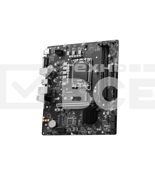 Материнская плата MSI PRO B760M-E DDR4, LGA 1700, Intel B760, 2xDDR4, 4xSATA, 1xM.2, 1xPCIe 4.0 x16, 1xPCIe 4.0 x1, 1xHDMI, 1xVGA, 1x1Gb LAN, 2xUSB-A 3.2 Gen 1, 4xUSB-A 2.0, 3x3.5 мм, 7.1, mATX