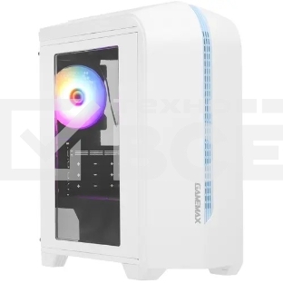 Компьютерный корпус GameMax Centauri, без БП, (ATX,Бело-голуб,USB 3.0, Зак.стек.,1*120мм. RGb, пыл.фильтр), белый/синий