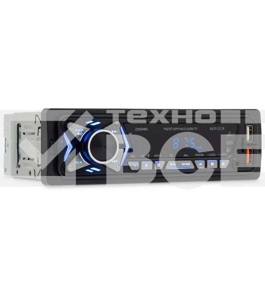 Автомагнитола Digma MCP-227B 1DIN 2x45Вт v5.0 USB 2.0 AUX 2 ПДУ