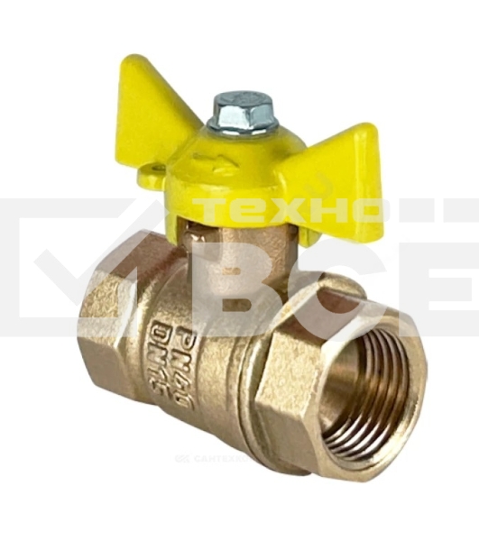 Кран шаровой для газа VALFEX 11Б27фтМ 3/4' ВВ ручка бабочка