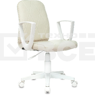 Кресло компьютерное Бюрократ CH-W327 слоновая кость OR-10, эко.кожа, крестов. пластик, пластик белый