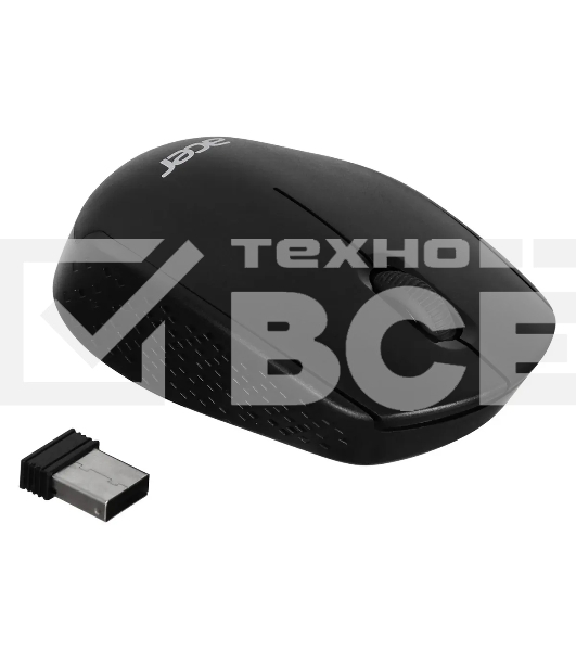 Мышь беспроводная Acer OMR020 черный, 1200 dpi, радиоканал, USB, кнопки - 3